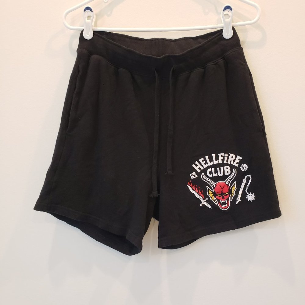 Stranger Things Netflix Hellfire Club Black Cotton Shorts Size Small